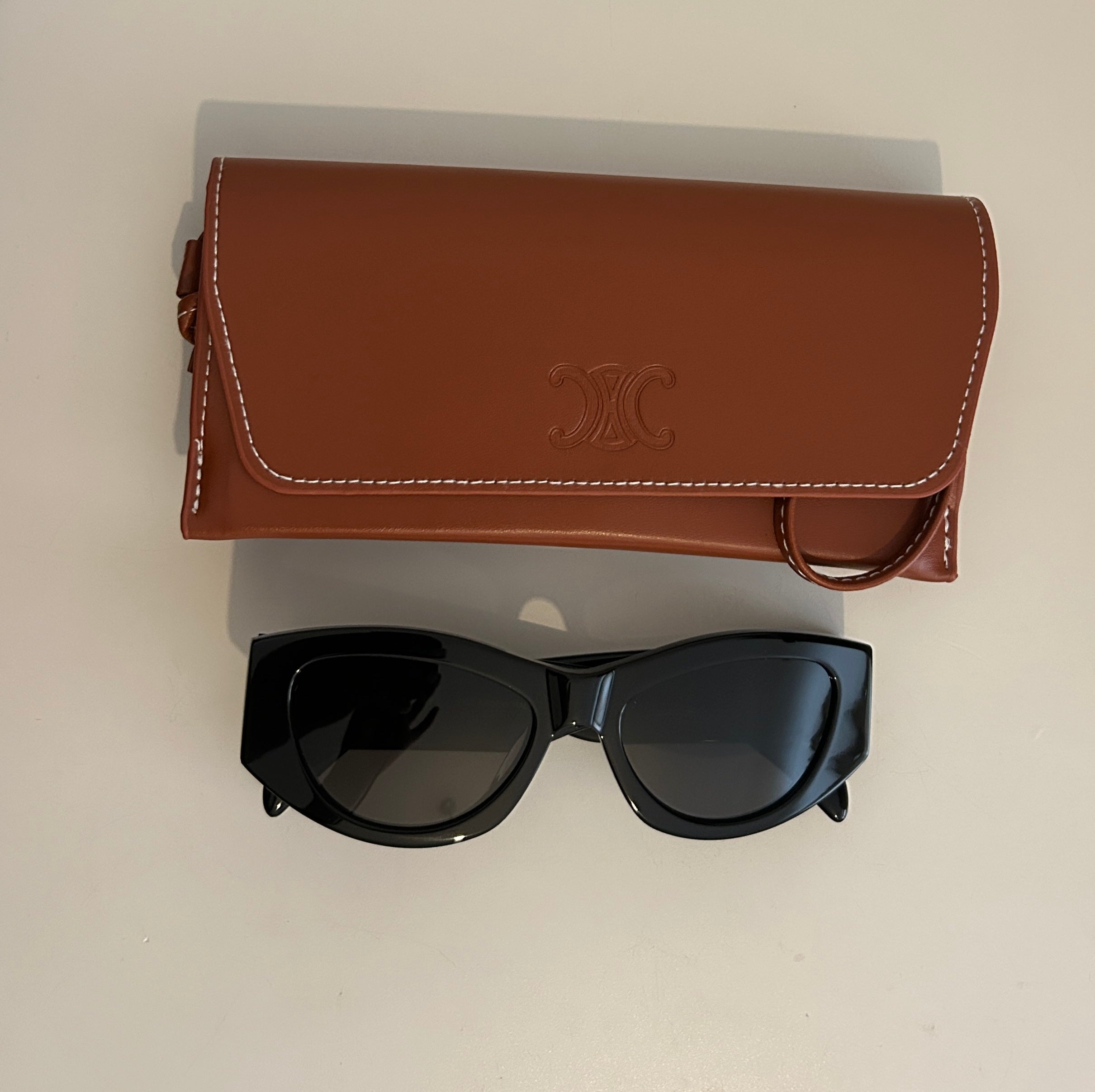 Celine Triomphe Sunglasses Model CL40308U 01A Shiny Black Frame Grey Lenses New