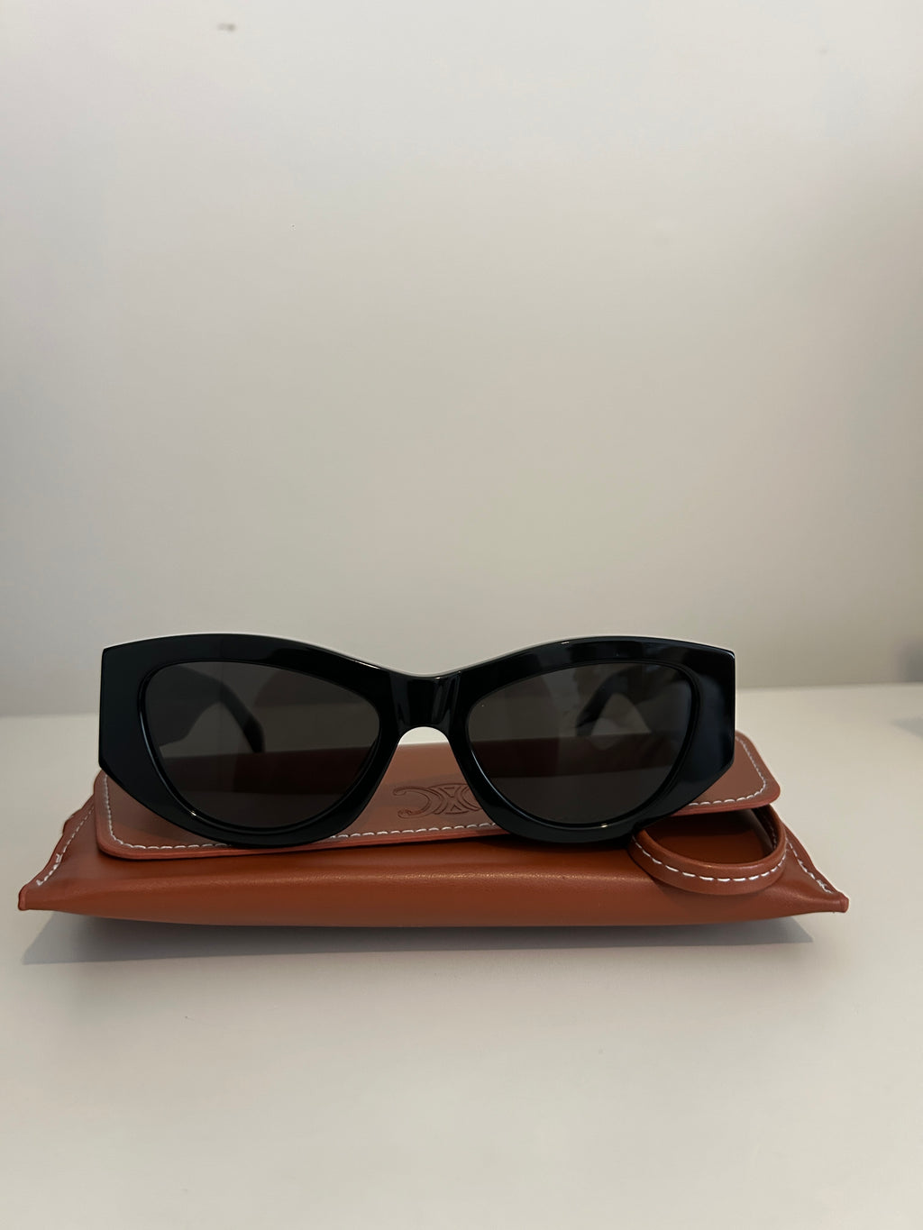 Celine Triomphe Sunglasses Model CL40308U 01A Shiny Black Frame Grey Lenses New