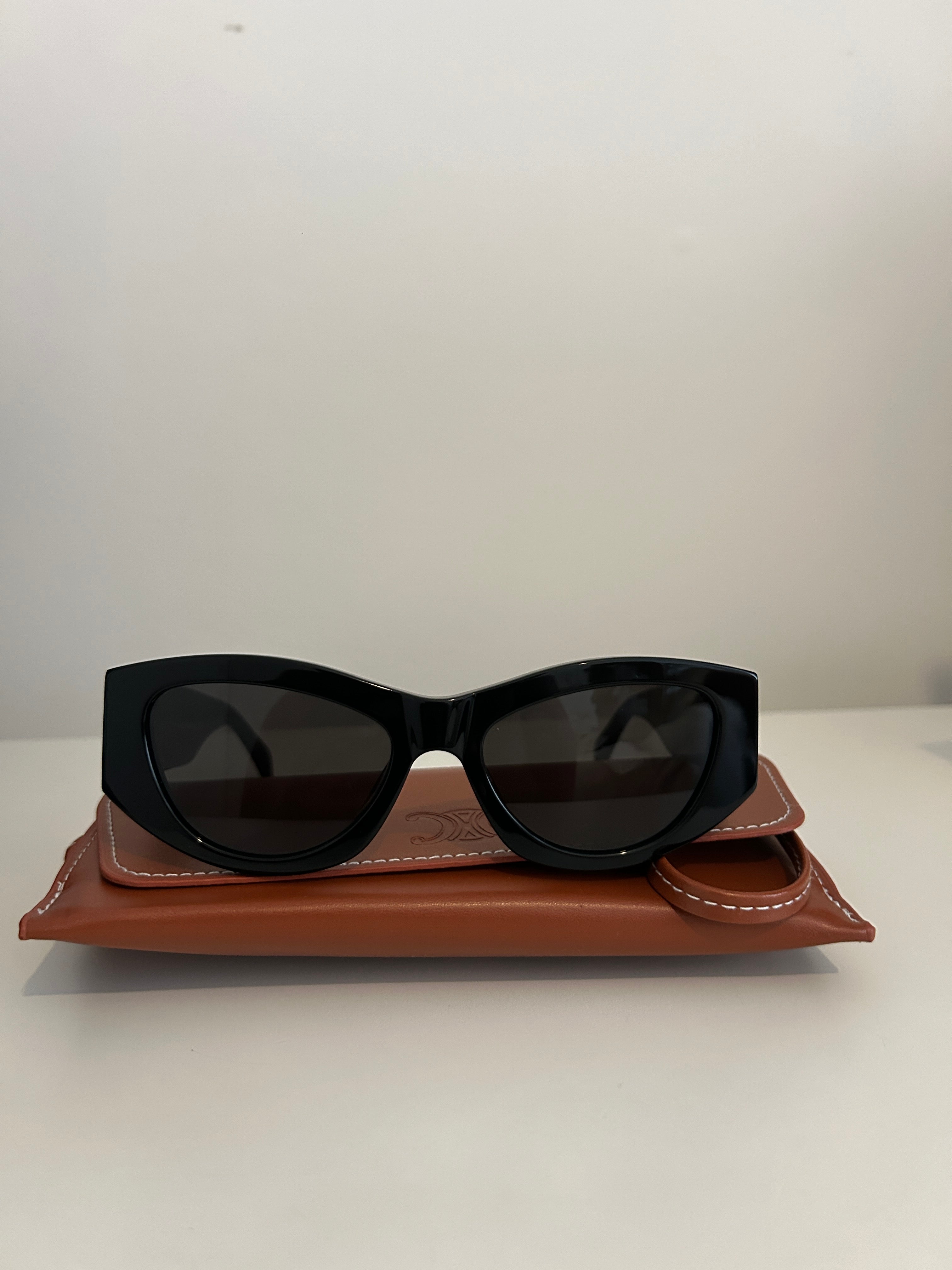 Celine Triomphe Sunglasses Model CL40308U 01A Shiny Black Frame Grey Lenses New