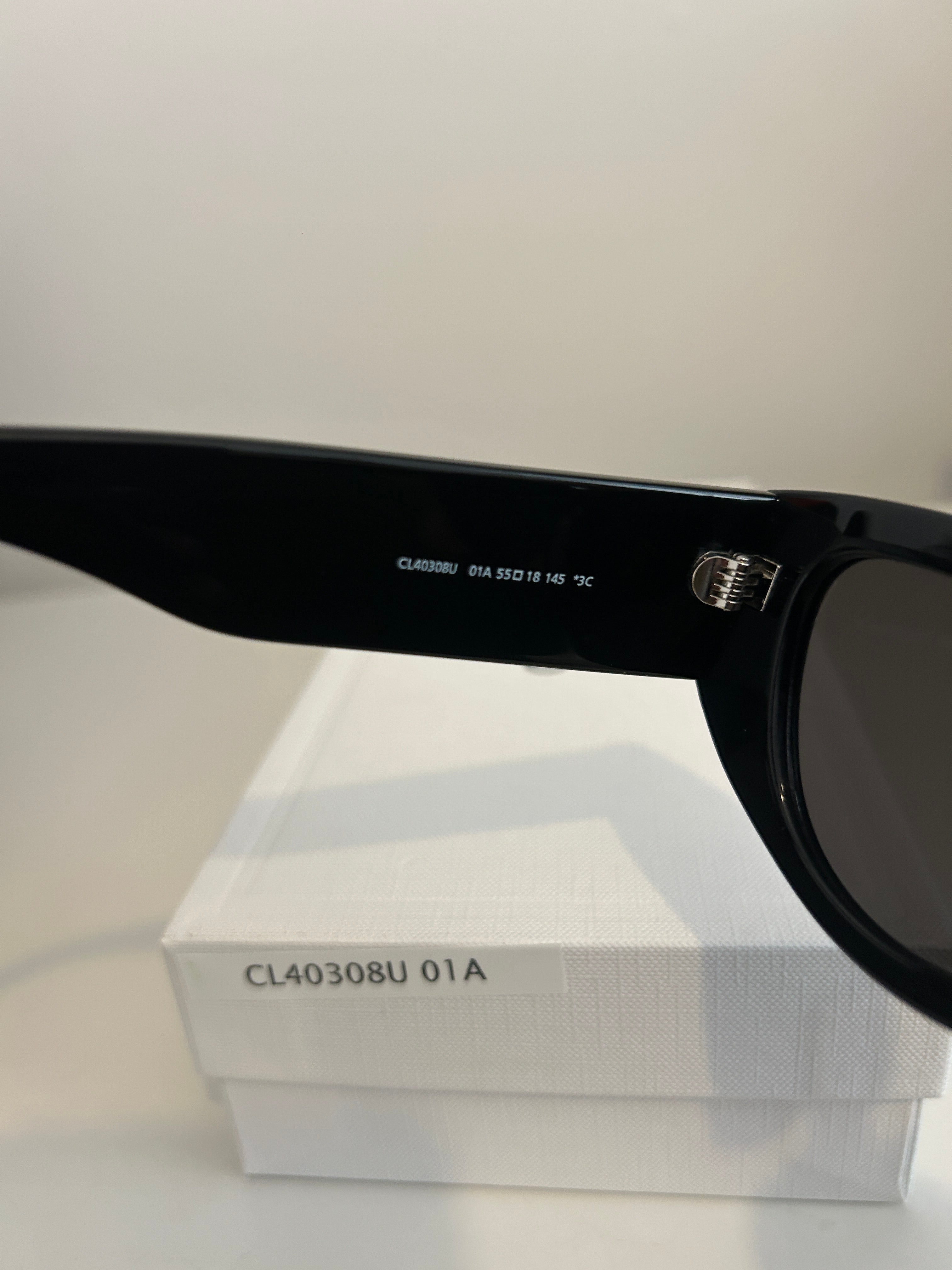 Celine Triomphe Sunglasses Model CL40308U 01A Shiny Black Frame Grey Lenses New